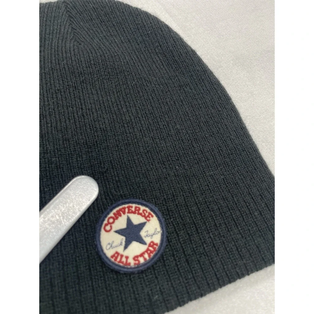 Converse Chuck Taylor All Star Youth Black Knit Beanie Hat Winter